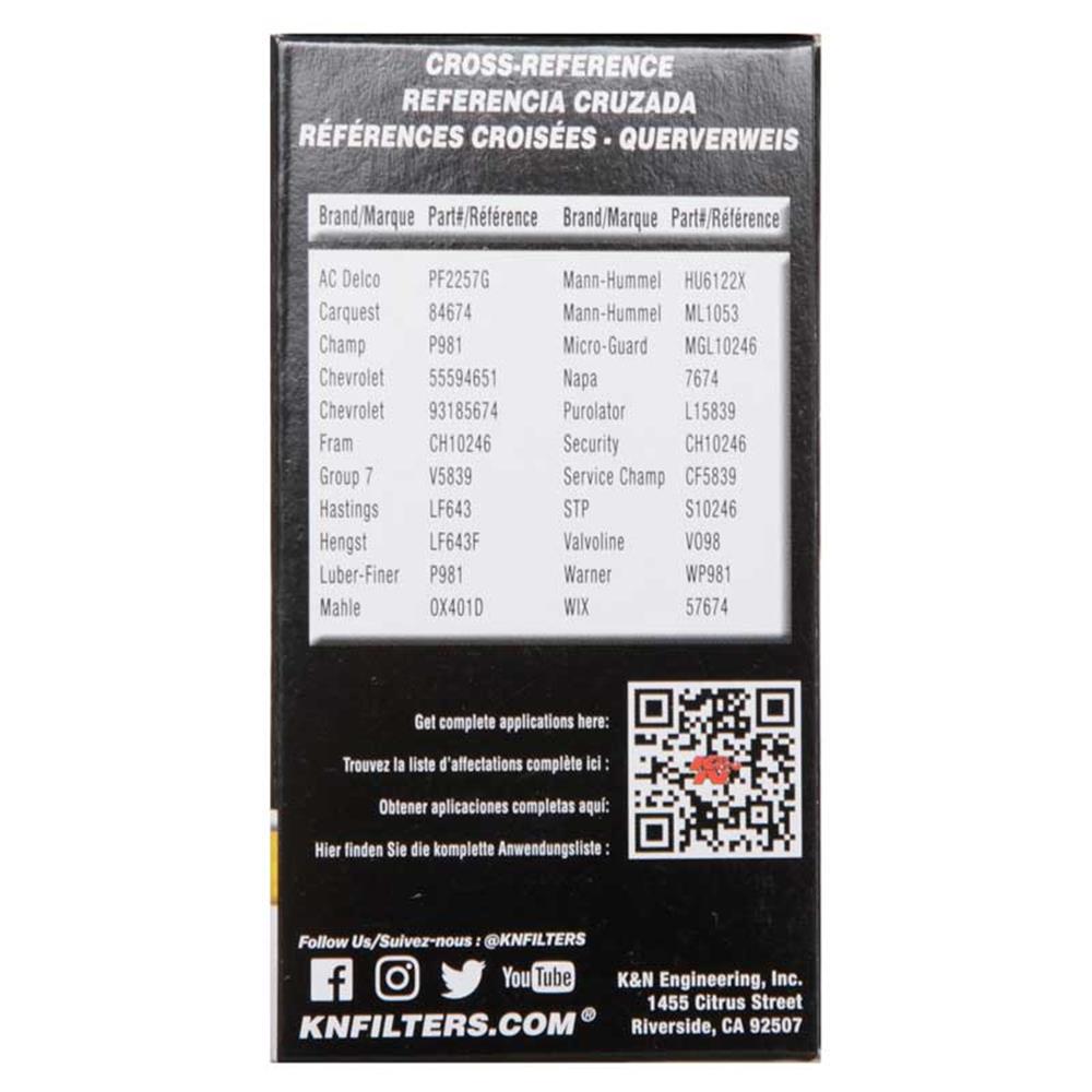 FILTRE A HUILE DE REMPLACEMENT K&N HP-7027