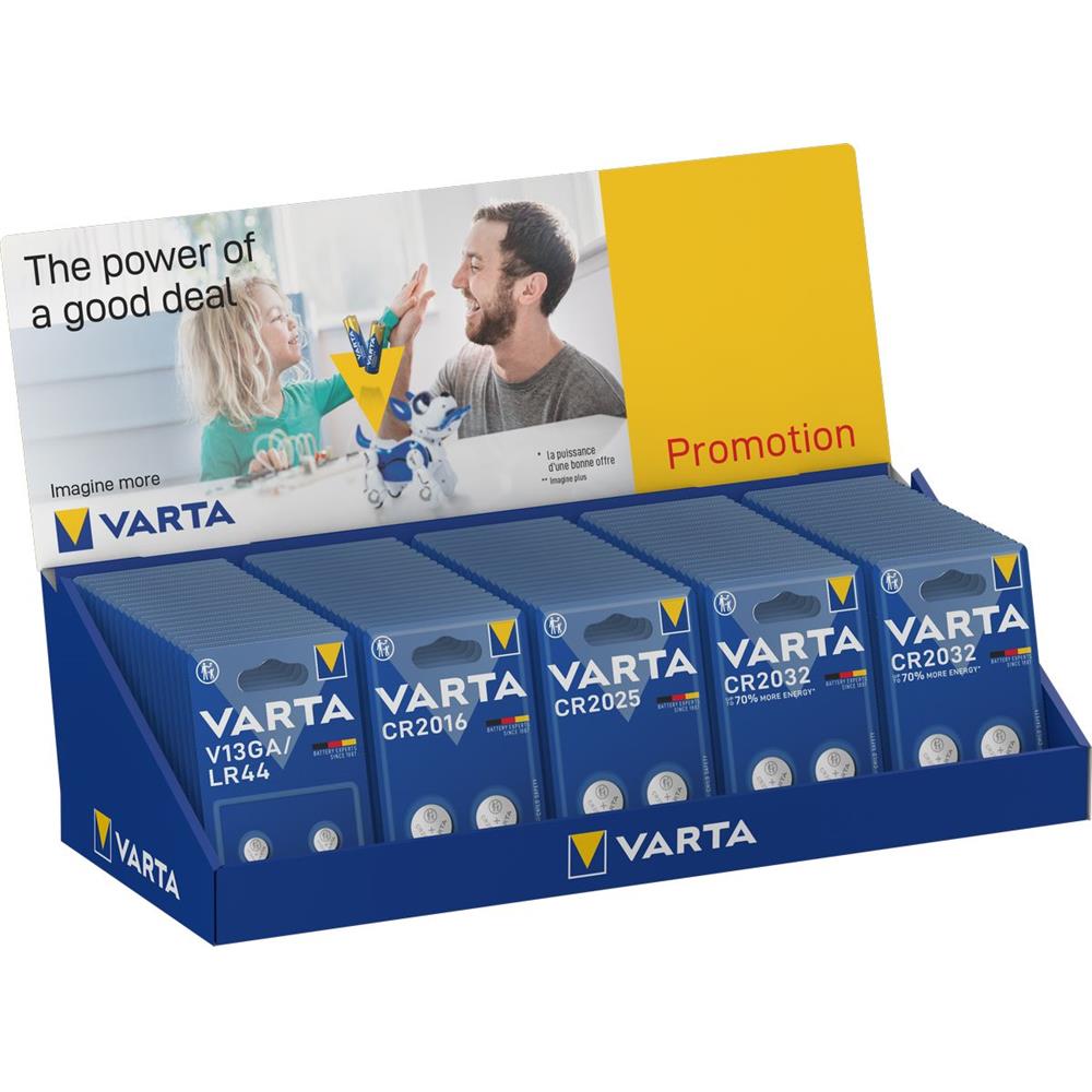 PRESENTOIR 100 BLISTERS DOUBLES VARTA CR2016x20/CR2025x20/CR2032x40/V13GAx20