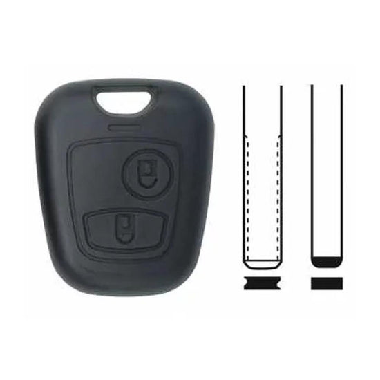 COQUE CLE ADAPTABLE POUR PEUGEOT 2 BOUTONS CLE PLATE BLISTER
