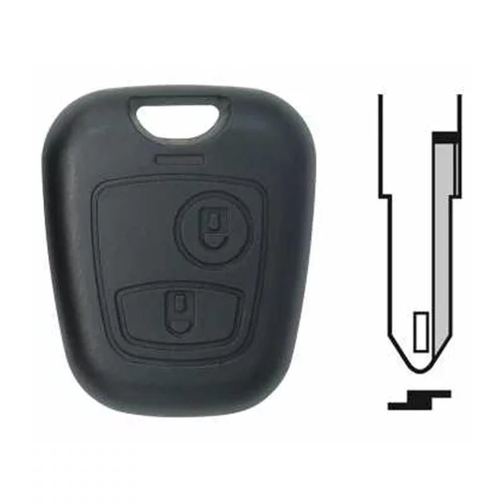 COQUE CLE ADAPTABLE POUR PEUGEOT 2 BOUTONS LAME CRANTEE KEYSKAR