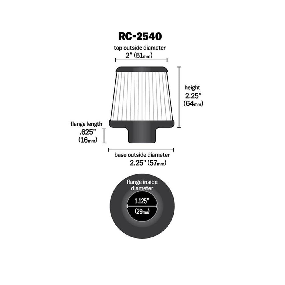 FILTRE A AIR UNIVERSEL K&N RC-2540
