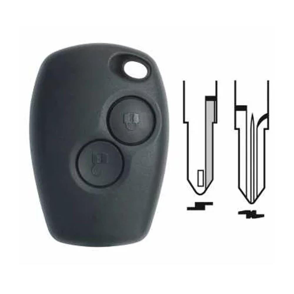COQUE CLE ADAPTABLE POUR RENAULT 2 BOUTONS LAME CRANTEE KEYSKAR