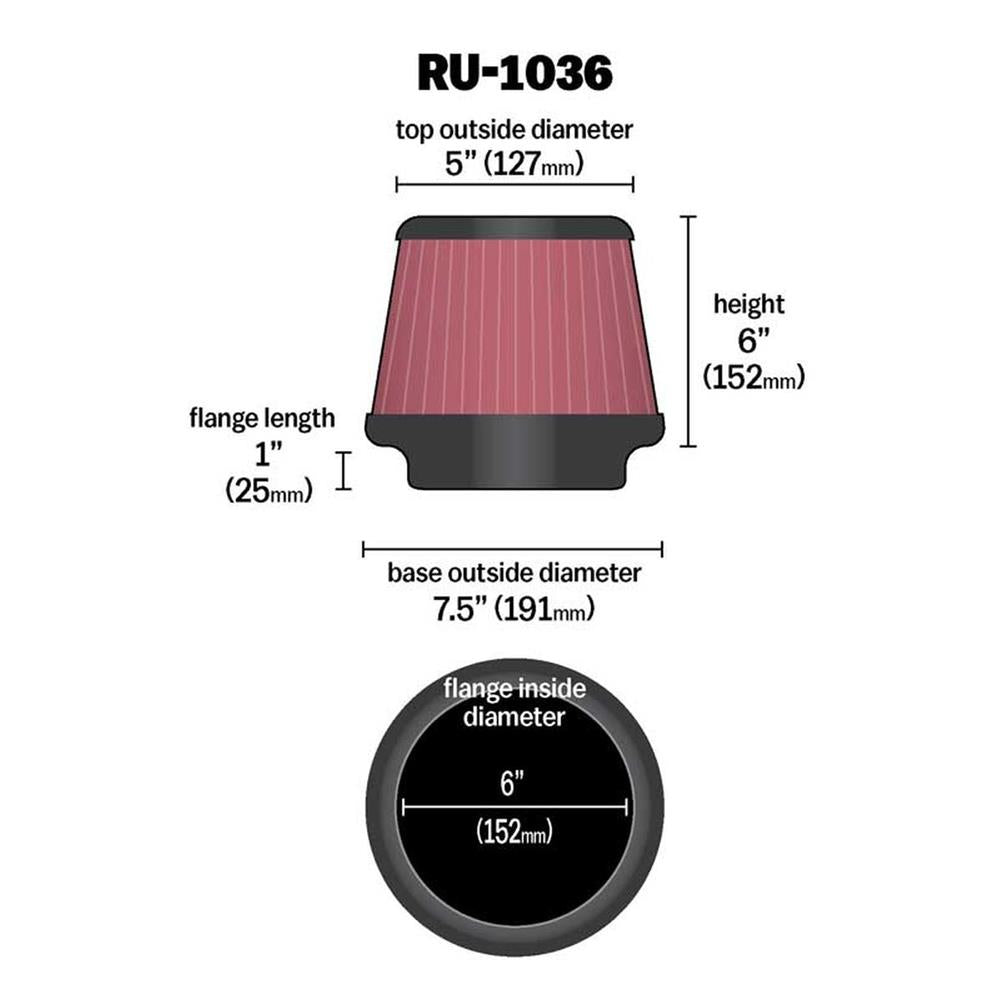 FILTRE A AIR UNIVERSEL K&N RU-1036