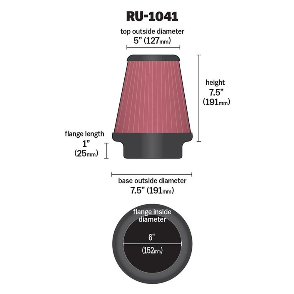FILTRE A AIR UNIVERSEL K&N RU-1041