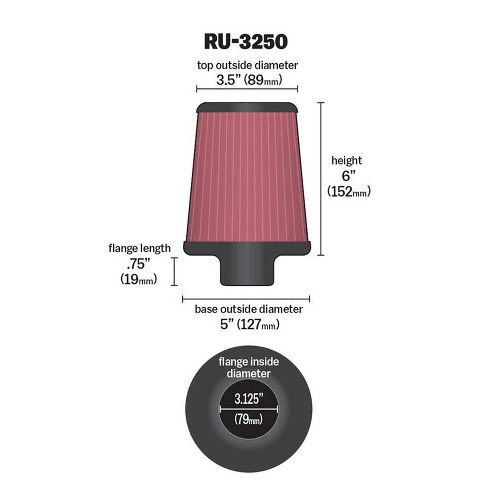 FILTRE A AIR UNIVERSEL K&N RU-3250