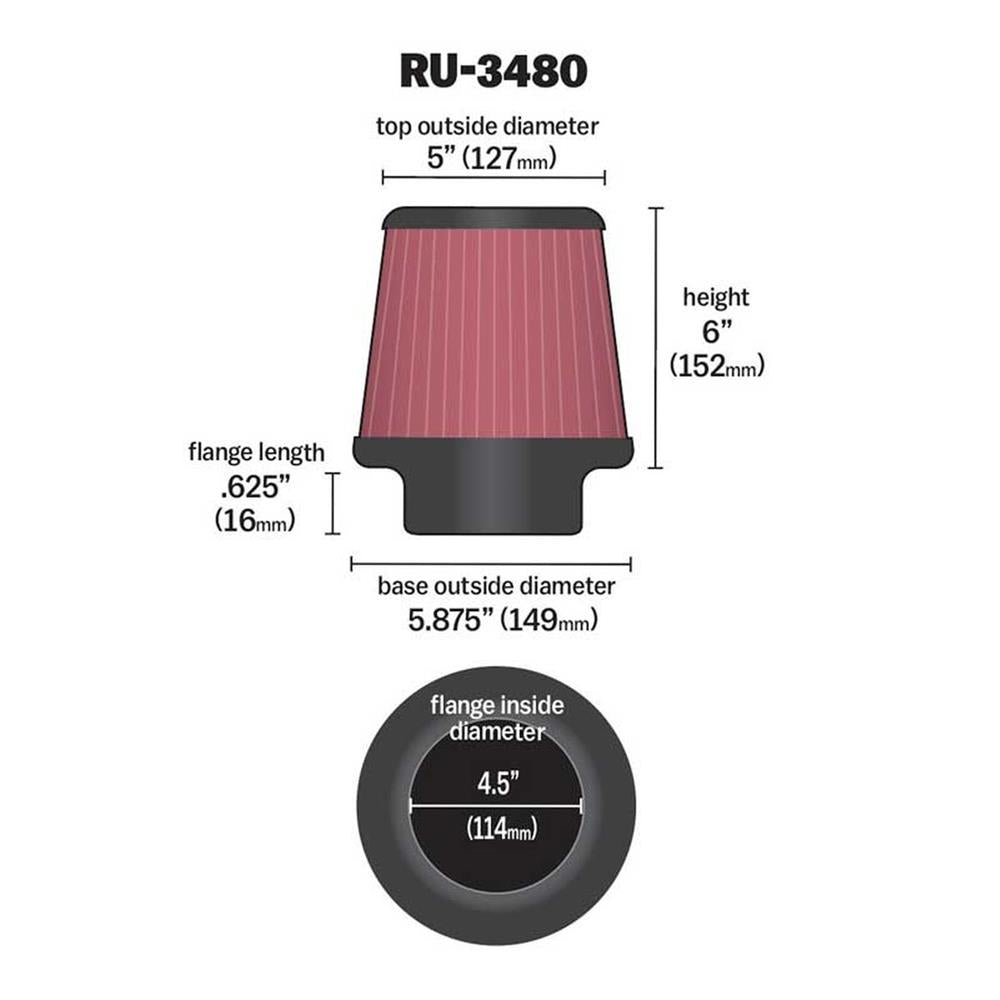 FILTRE A AIR UNIVERSEL K&N RU-3480