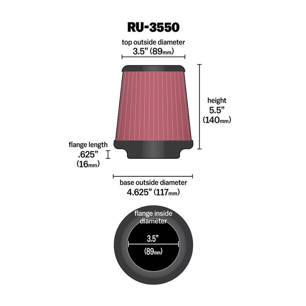 FILTRE A AIR UNIVERSEL K&N RU-3550