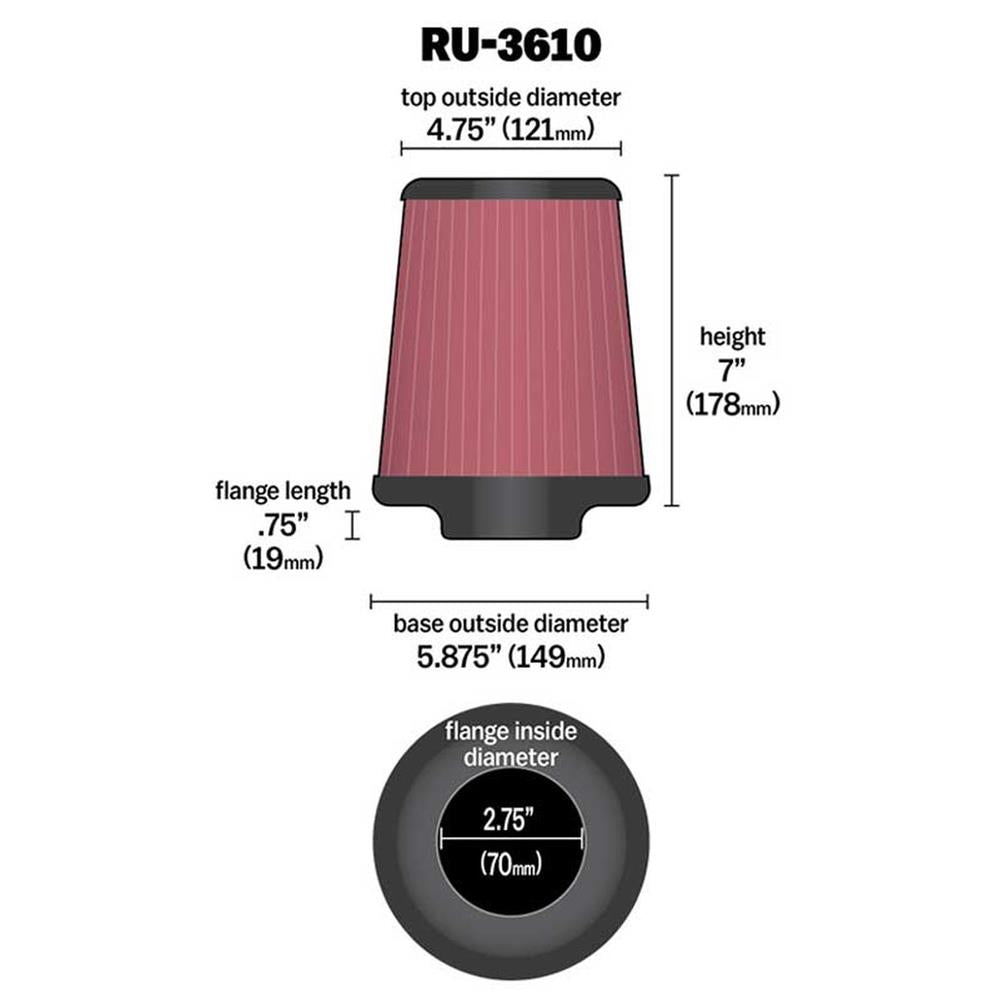 FILTRE A AIR UNIVERSEL K&N RU-3610