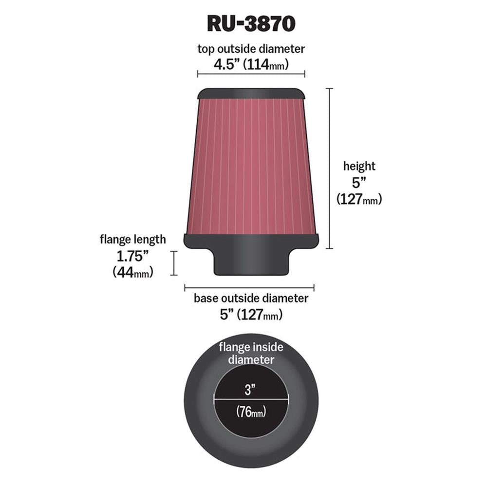 FILTRE A AIR UNIVERSEL K&N RU-3870