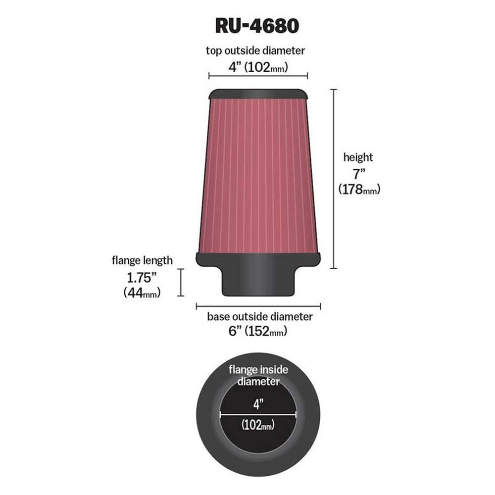 FILTRE A AIR UNIVERSEL K&N RU-4680