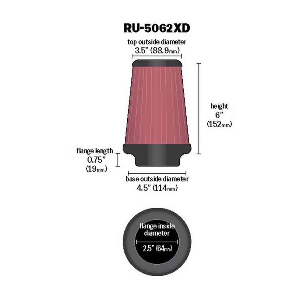FILTRE A AIR UNIVERSEL K&N RU-5062XD