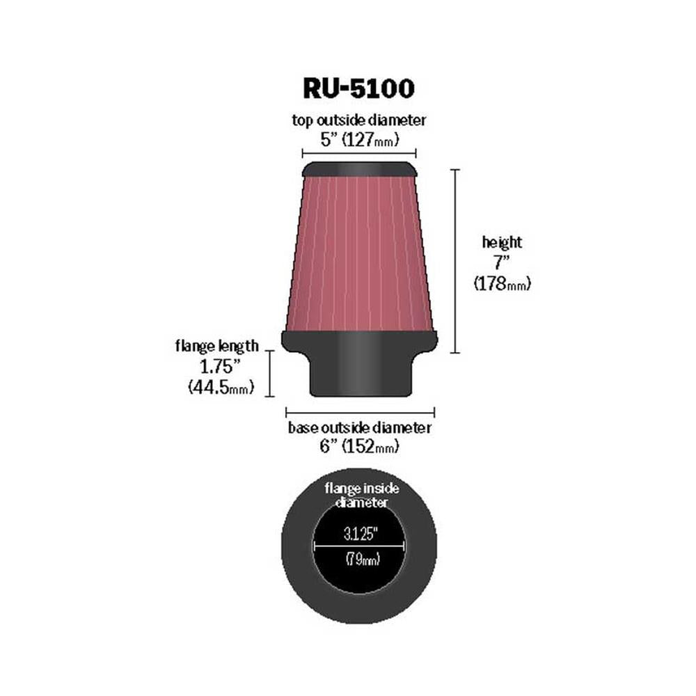 FILTRE A AIR UNIVERSEL K&N RU-5100