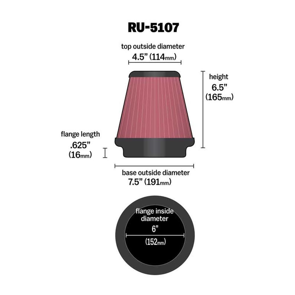 FILTRE A AIR UNIVERSEL K&N RU-5107
