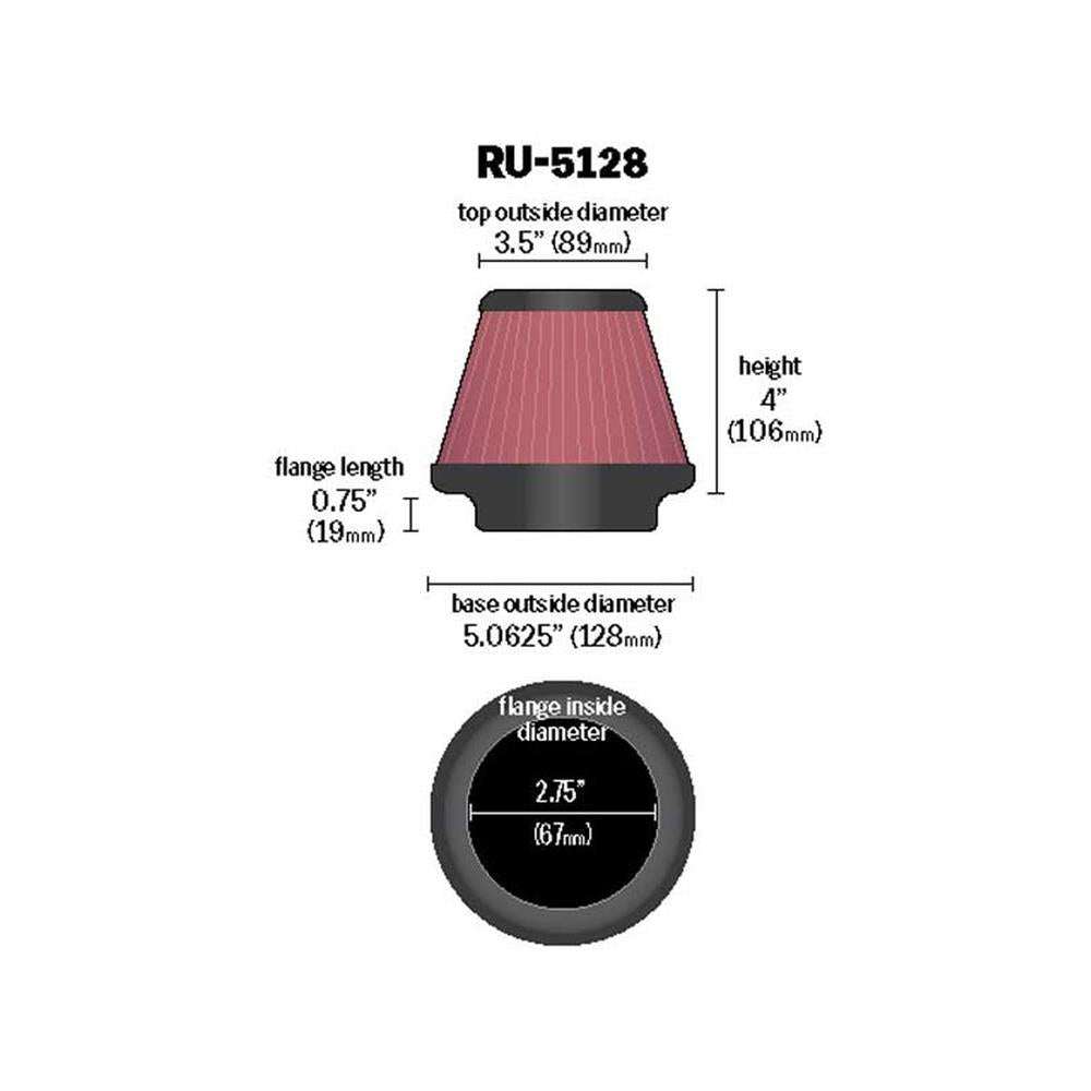 FILTRE A AIR UNIVERSEL K&N RU-5128
