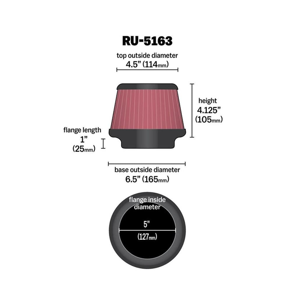 FILTRE A AIR UNIVERSEL K&N RU-5163