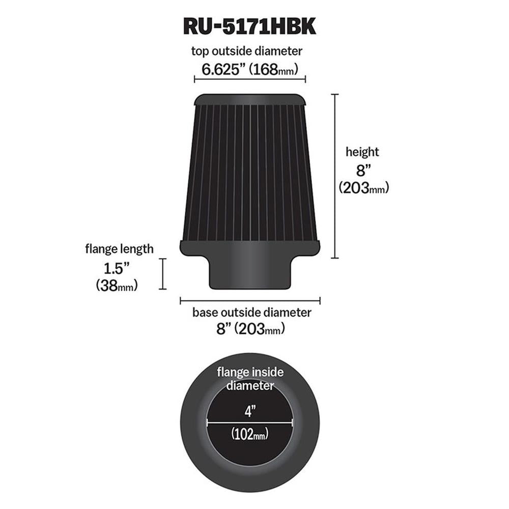 FILTRE A AIR UNIVERSEL K&N RU-5171HBK