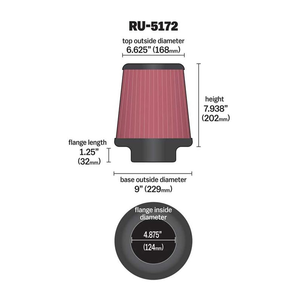 FILTRE A AIR UNIVERSEL K&N RU-5172