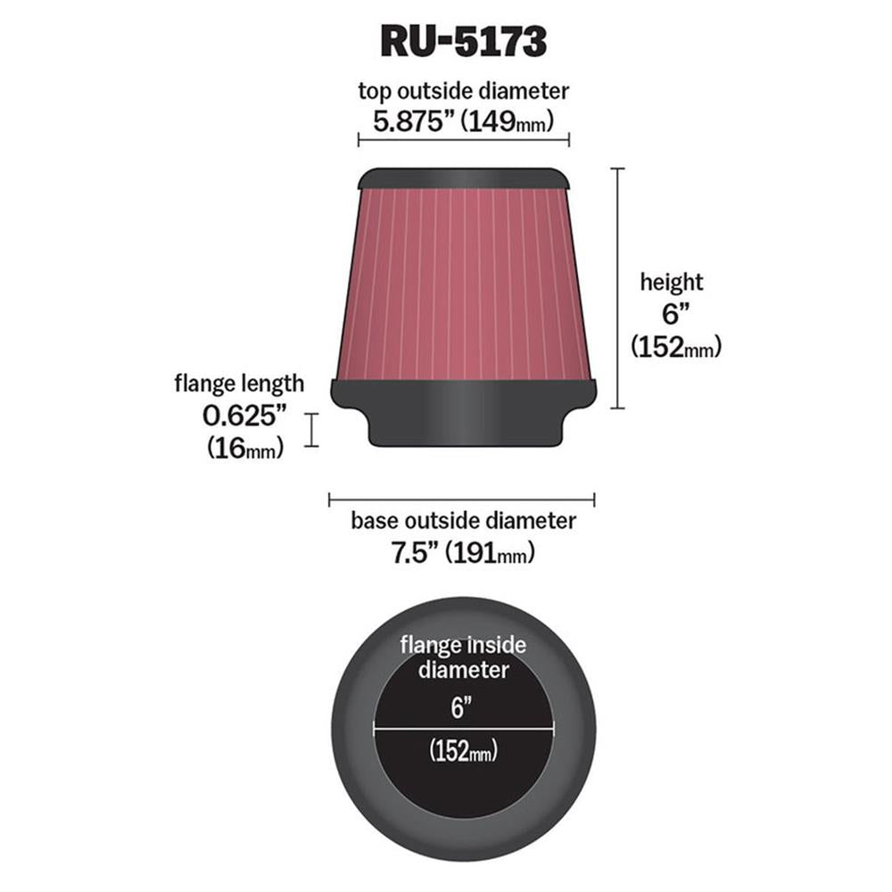 FILTRE A AIR UNIVERSEL K&N RU-5173