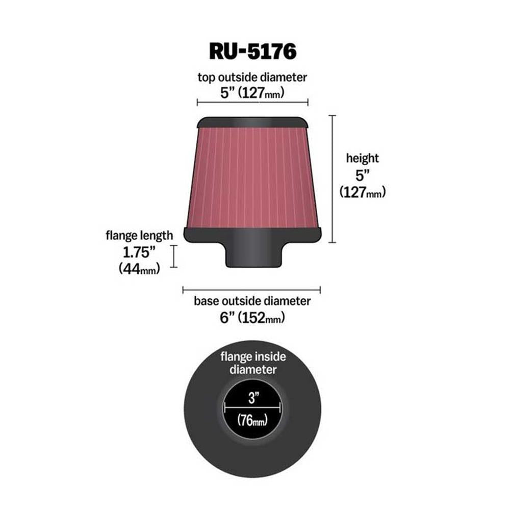 FILTRE A AIR UNIVERSEL K&N RU-5176