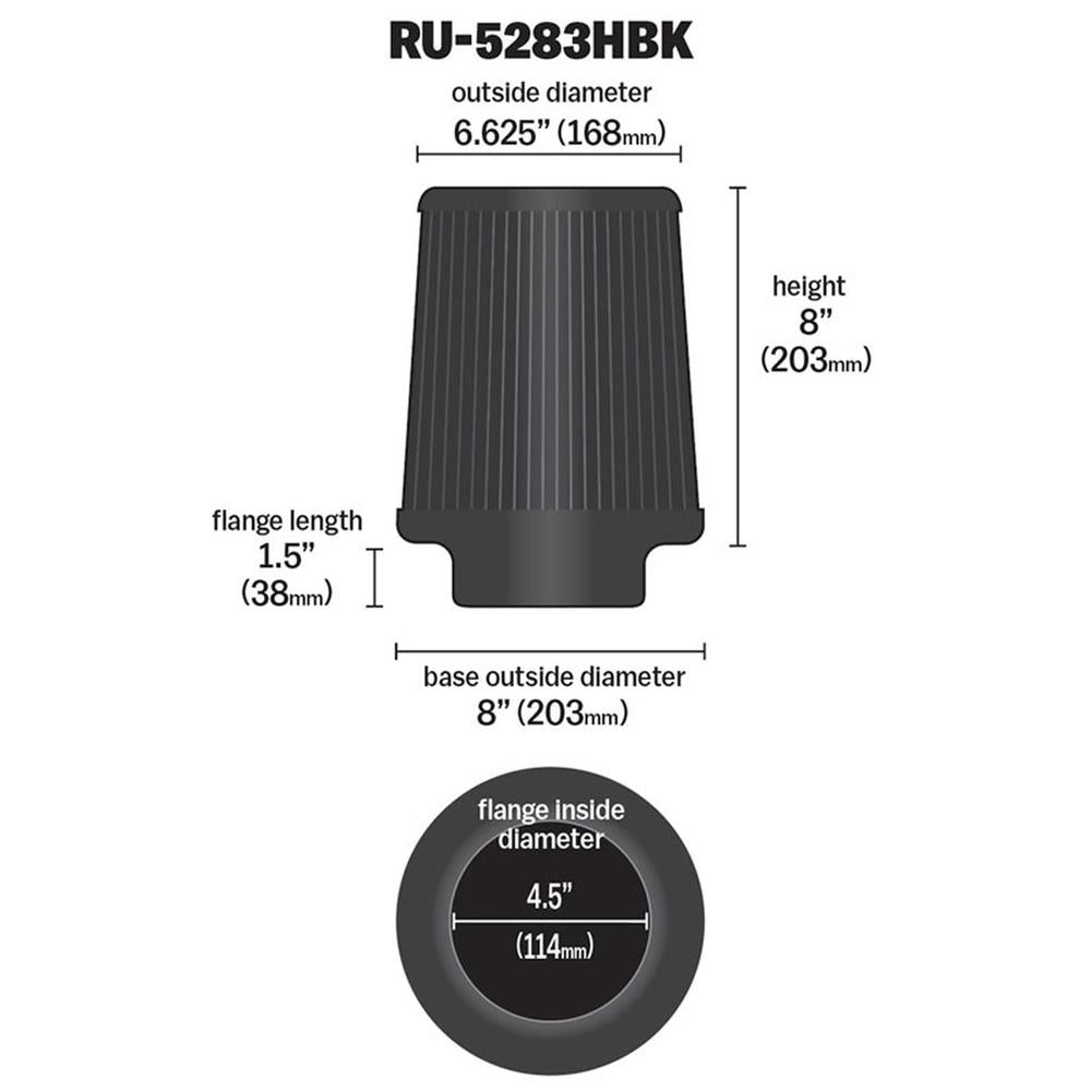 FILTRE A AIR UNIVERSEL K&N RU-5283HBK