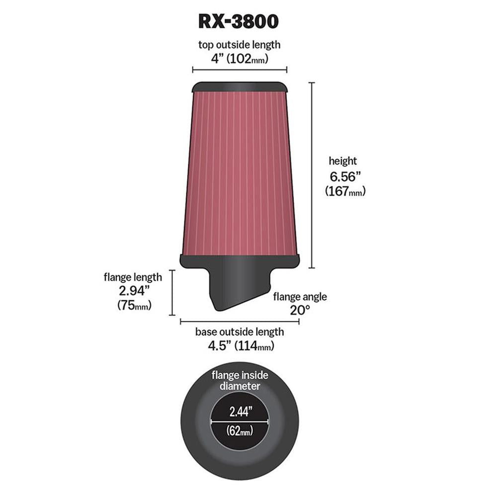 FILTRE A AIR UNIVERSEL K&N RX-3800