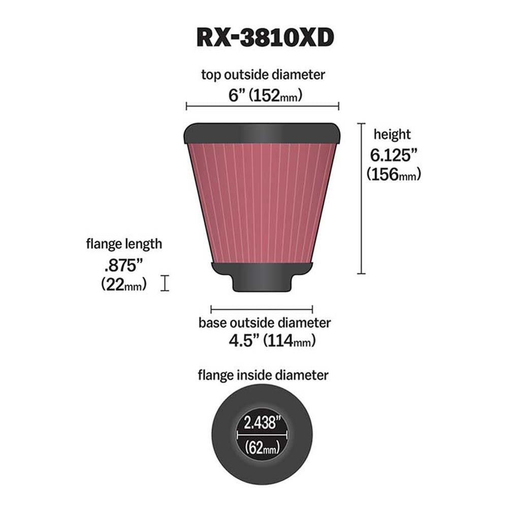 FILTRE A AIR UNIVERSEL K&N RX-3810XD