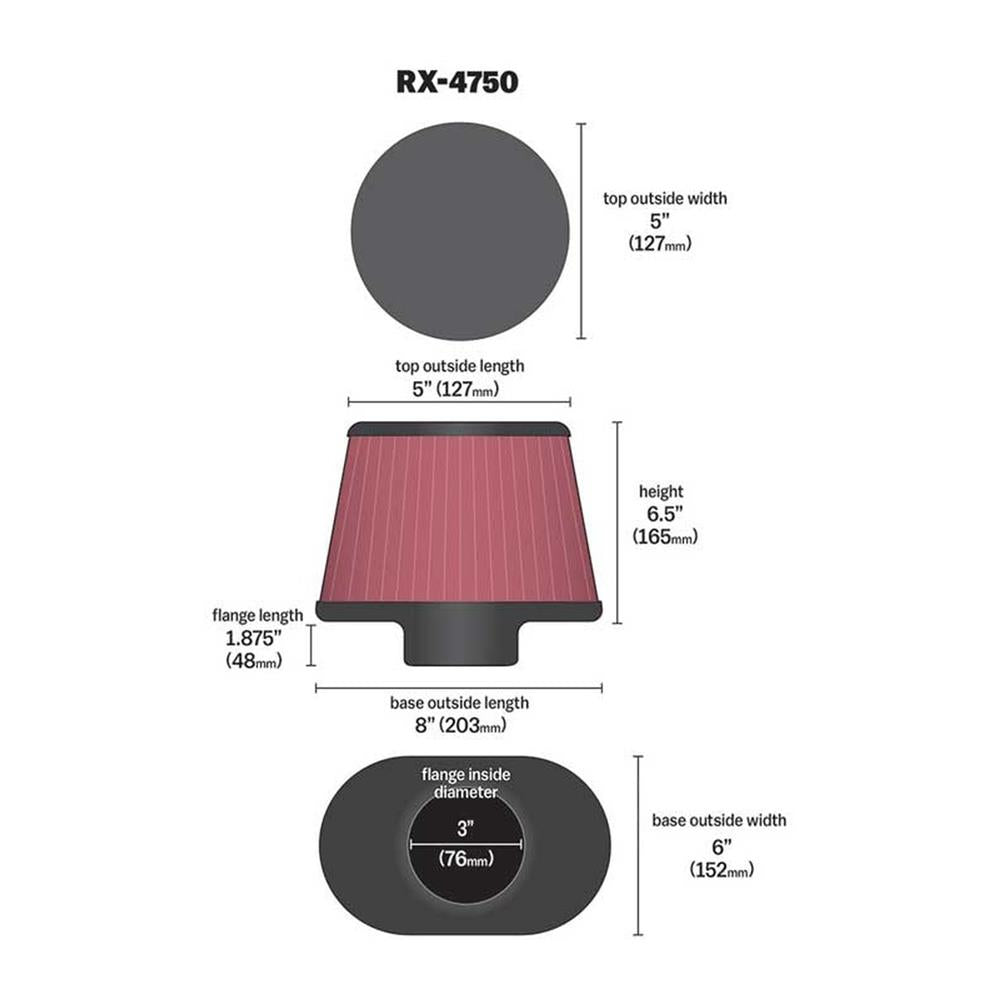 FILTRE A AIR UNIVERSEL K&N RX-4750