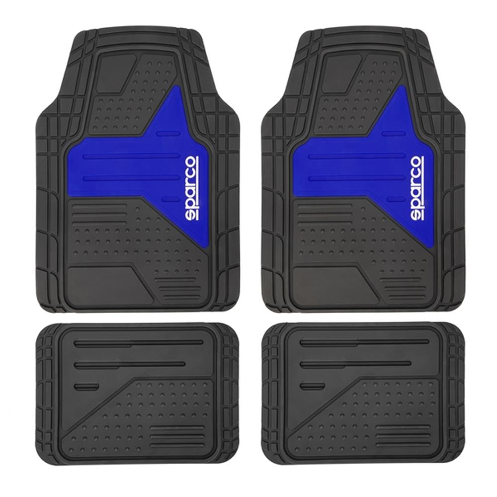 JEU DE 4 TAPIS PVC SPARCO GRIS/ BLEU