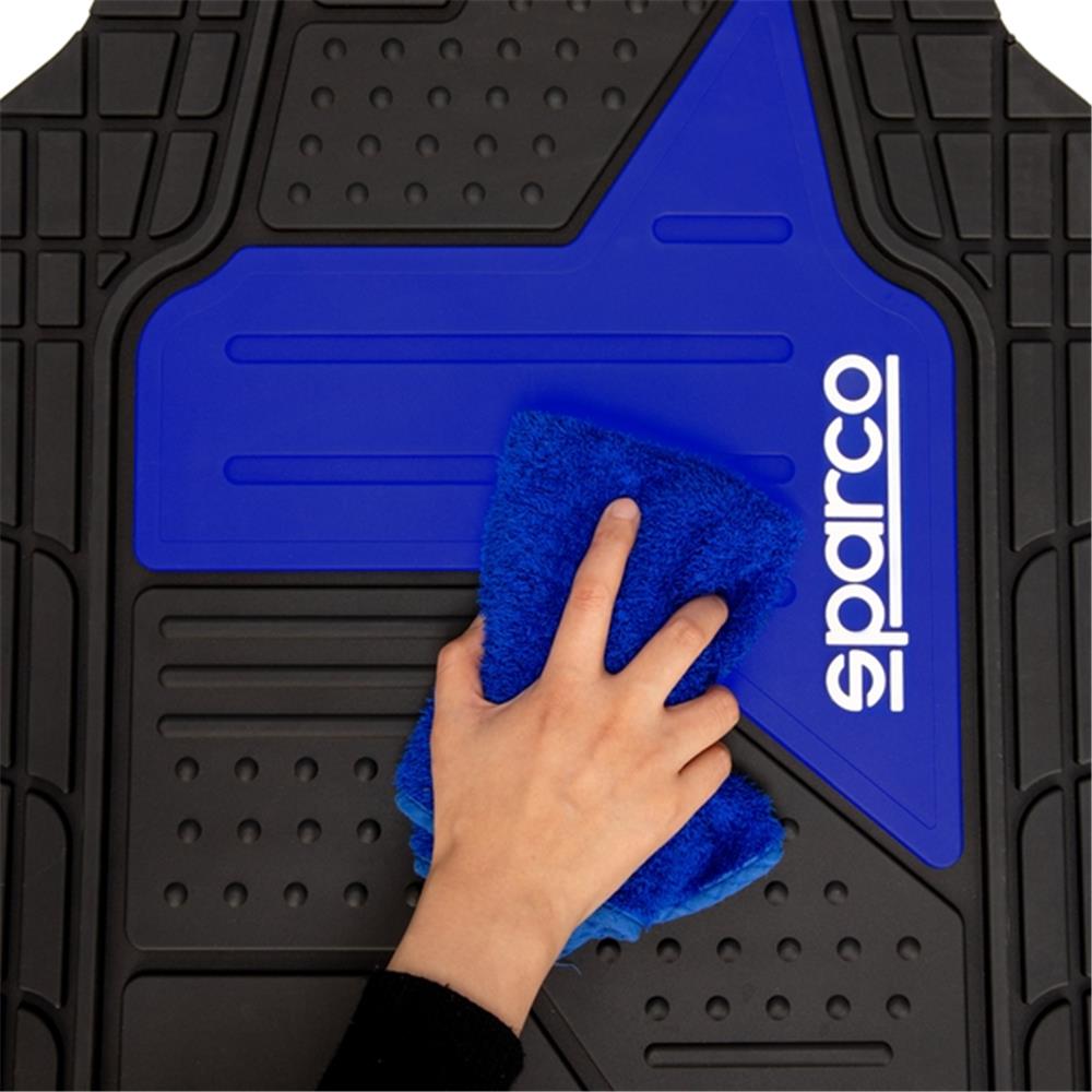 JEU DE 4 TAPIS PVC SPARCO GRIS/ BLEU