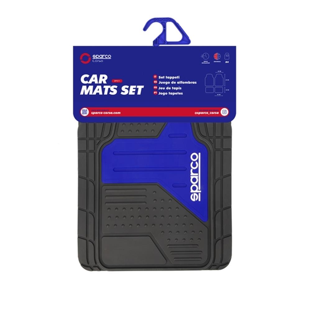 JEU DE 4 TAPIS PVC SPARCO GRIS/ BLEU