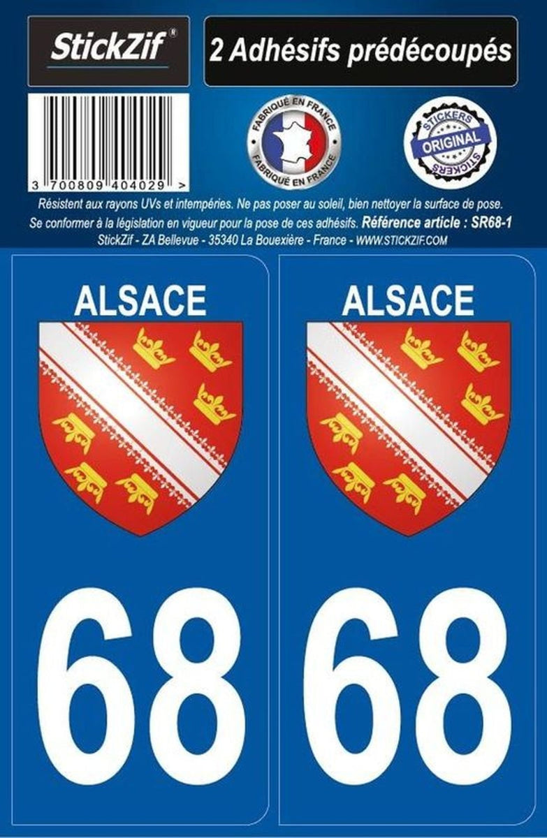 ADHESIFS REGION DEPARTEMENT 68 ALSACE X2