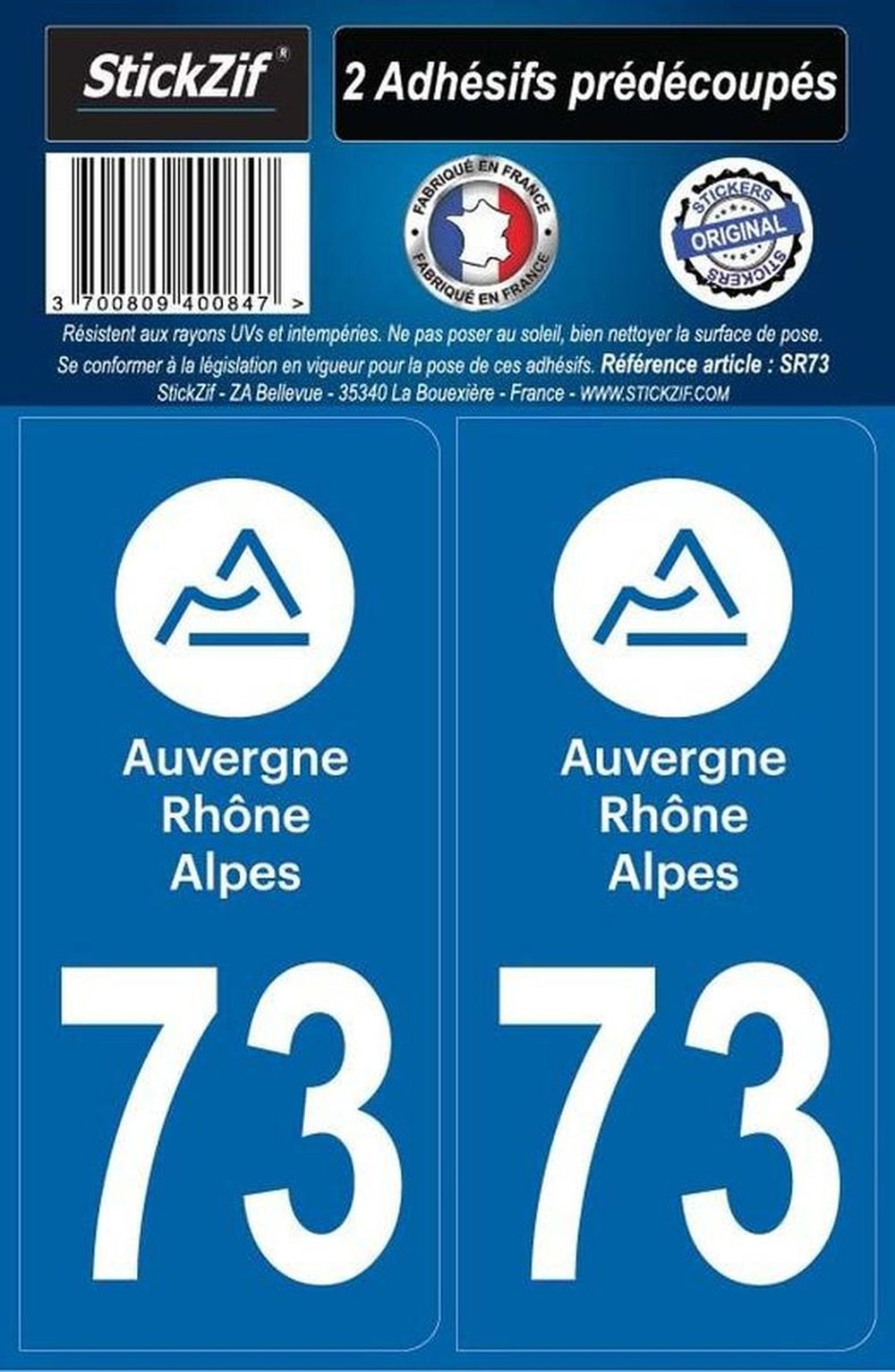 ADHESIFS REGION DEPARTEMENT 73 AUVERGNE RHONE ALPES X2