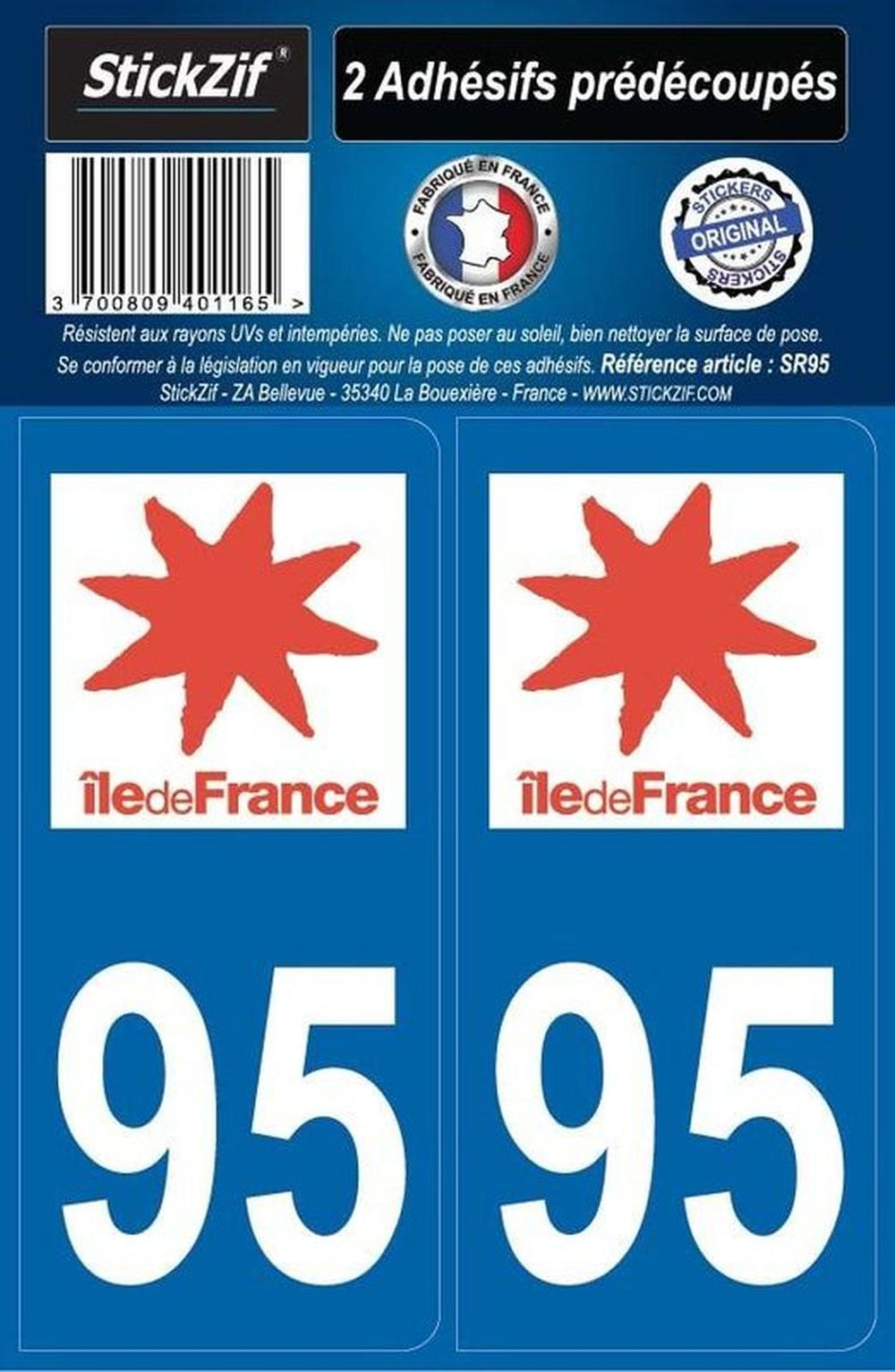 ADHESIFS REGION DEPARTEMENT 95 ILE DE FRANCE X2