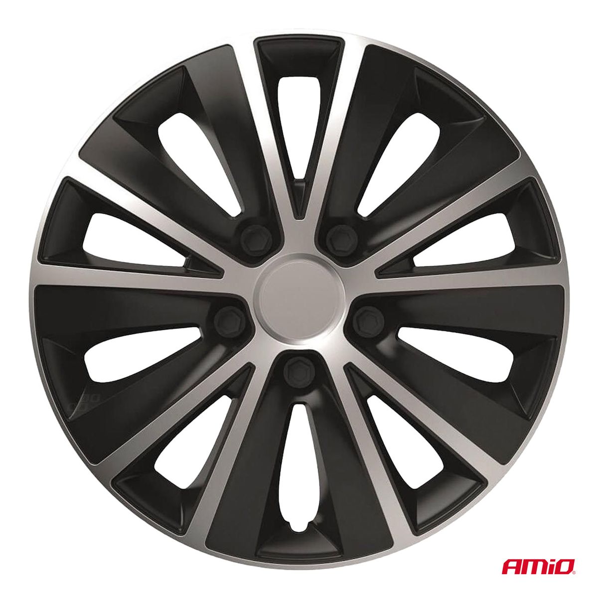 ENJOLIVEURS DE VOITURE 4PCS SET RAPIDE NOIR ET ARGENT 14" COLOR BOX