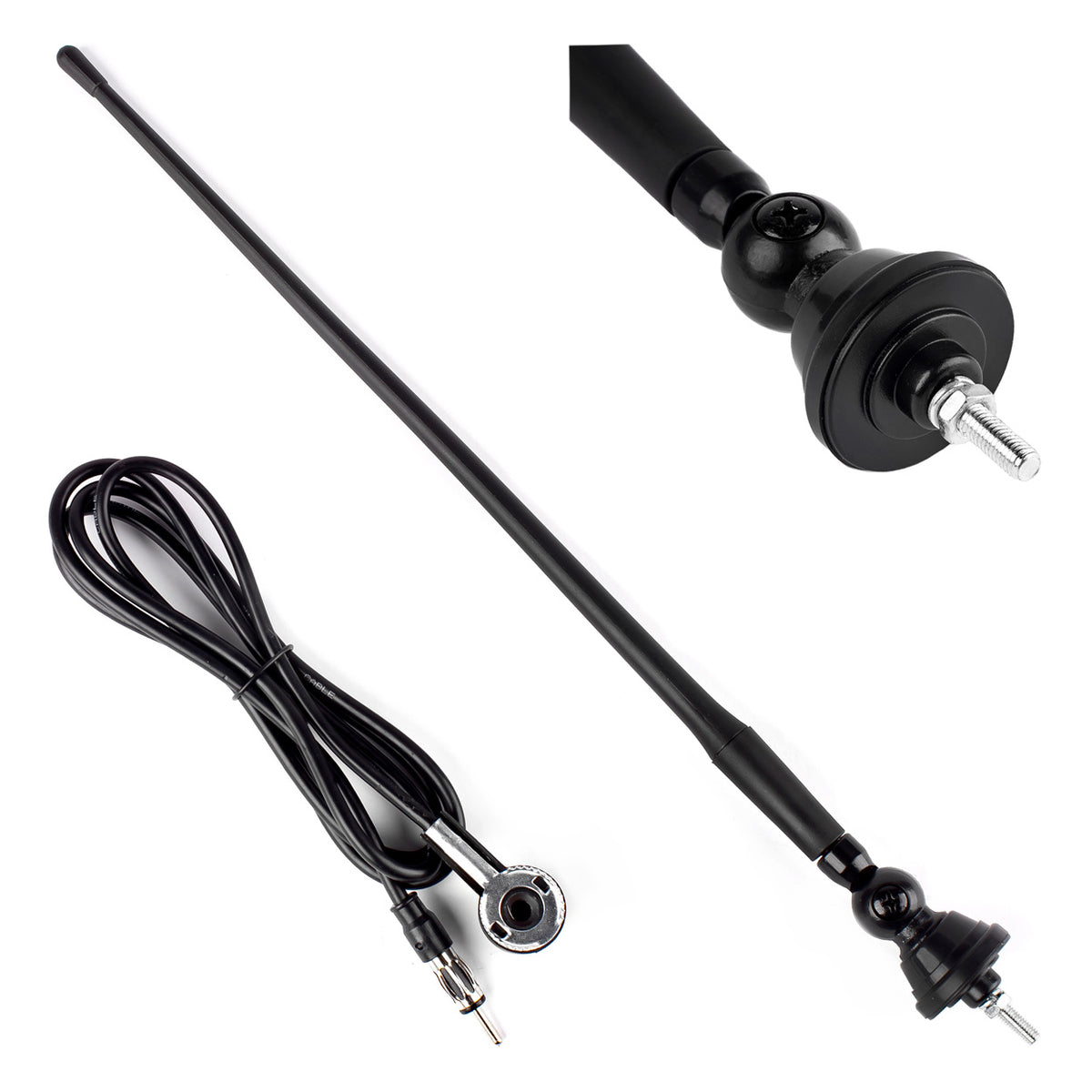 ANTENNE DE TOIT UNIVERSELLE 34CM AVEC CABLAGE ET CONNECTEUR DIN STANDARD AMIO