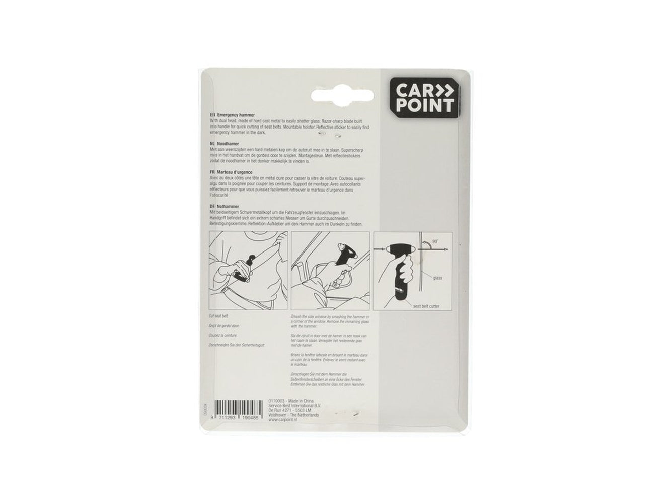 MARTEAU BRISE VITRES D'URGENCE NOIR CARPOINT