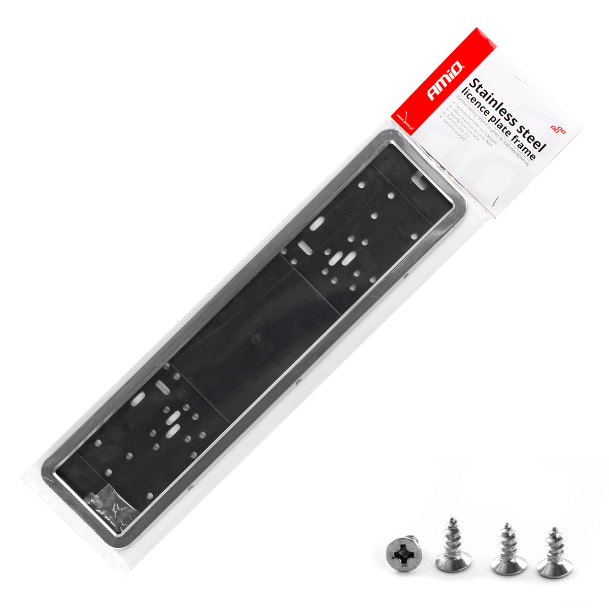 SUPPORT DE PLAQUE D'IMMATRICULATION EN ACIER INOXYDABLE AMIO