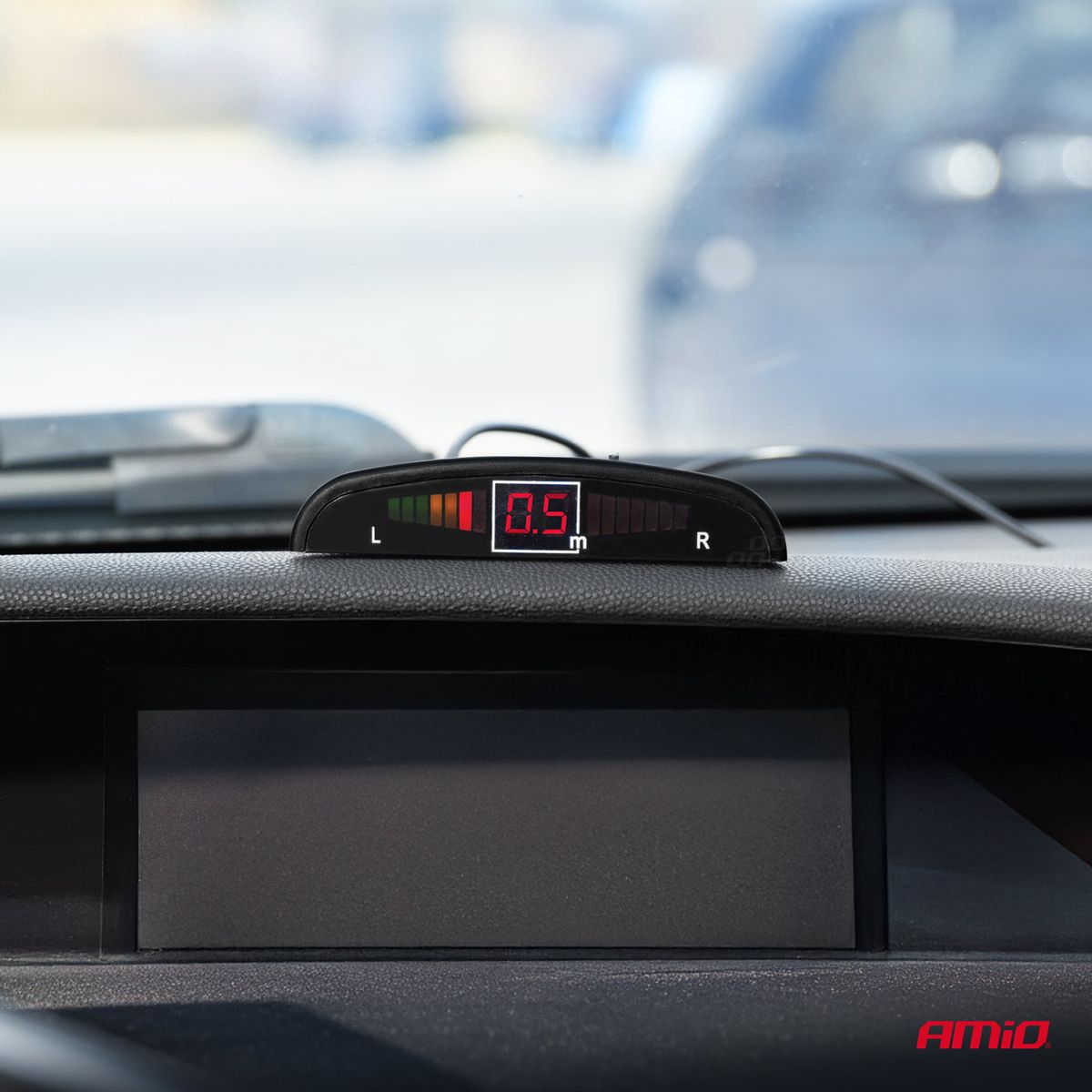 RADAR DE RECUL 4 CAPTEURS NOIRS 18MM + ECRAN LED AMIO