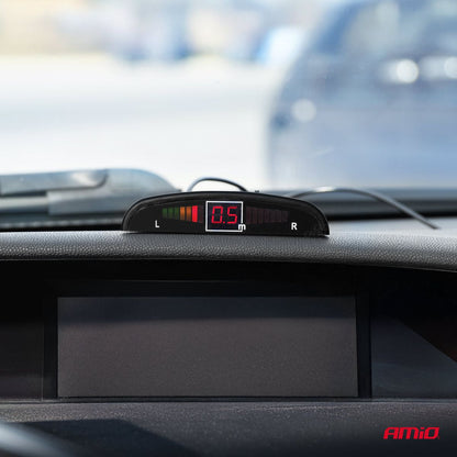 RADAR DE RECUL 8 CAPTEURS NOIRS 18MM + ECRAN LED AMIO