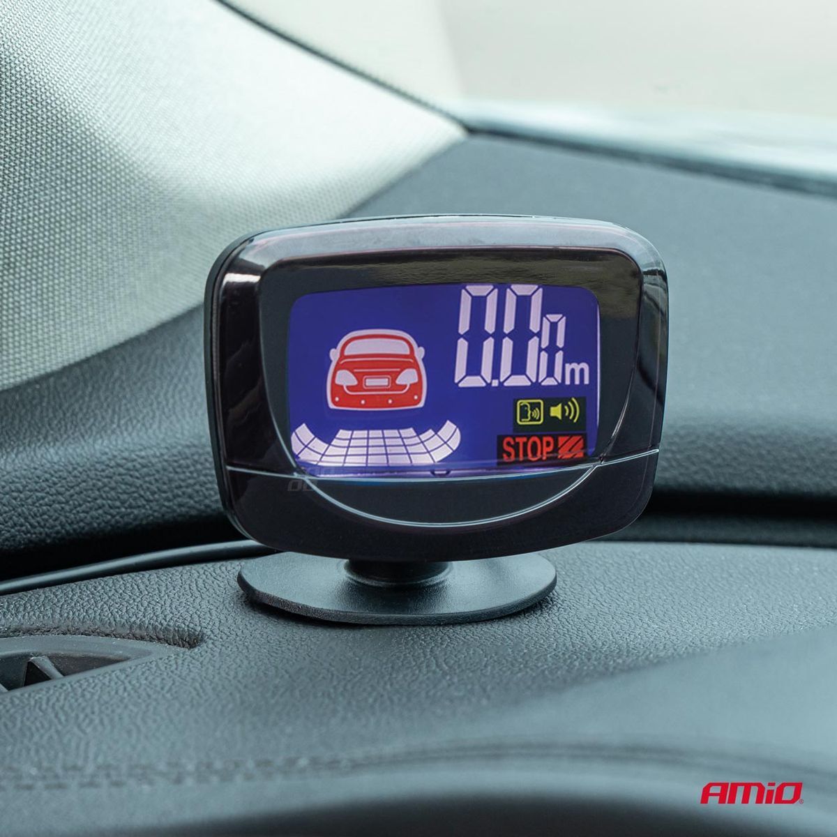 RADAR DE RECUL 8 CAPTEURS NOIRS 18MM + ECRAN LED 3D PREMIUM AMIO