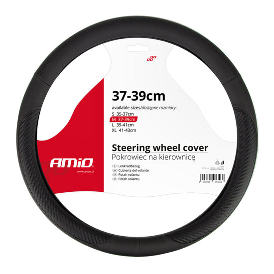 COUVRE-VOLANT MI NOIR MI LOOK CARBONE 37 À 39 CM AMIO
