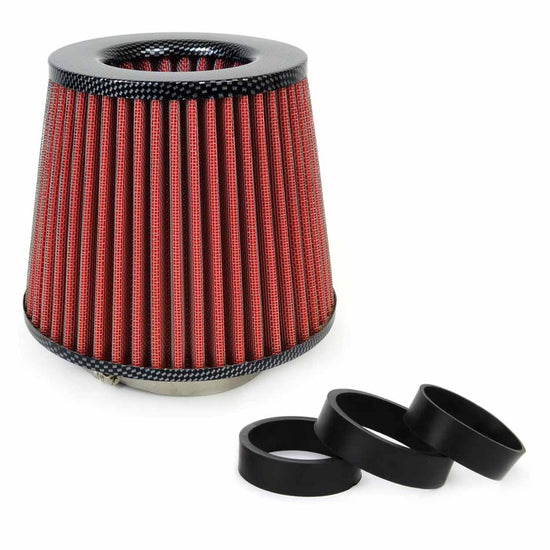 FILTRE À AIR CONIQUE UNIVERSEL ROUGE BORDS CARBONE AMIO
