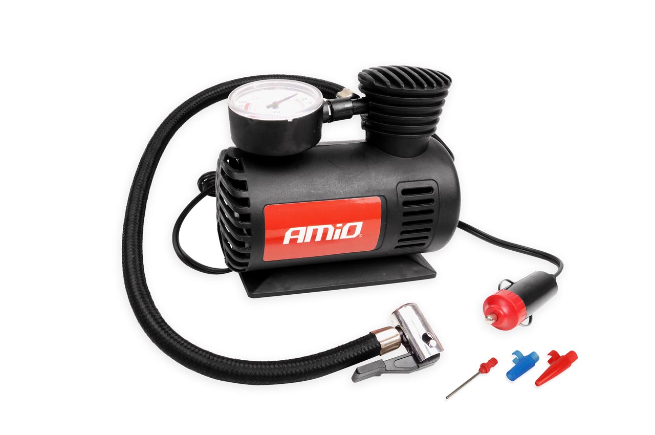 COMPRESSEUR D'AIR GONFLEUR 12V AVEC EMBOUTS AMIO