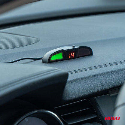 RADAR DE RECUL 4 CAPTEURS NOIRS 18MM + ECRAN LED AMIO