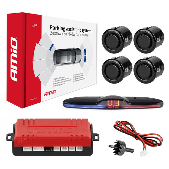 RADAR DE RECUL 4 CAPTEURS NOIRS 18MM + ECRAN MAXI LED AMIO