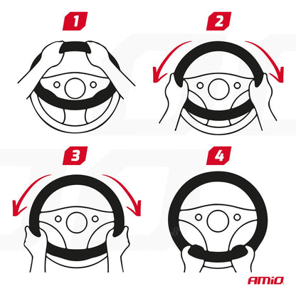 COUVRE VOLANT NOIR AVEC MEPLAT 37-39CM AMIO