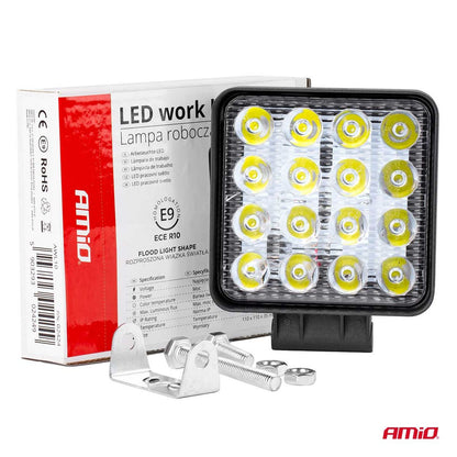 AMiO Phare de travail 16 LED 3840 lm, 9 à 36 V, 110 × 110 mm | 02424