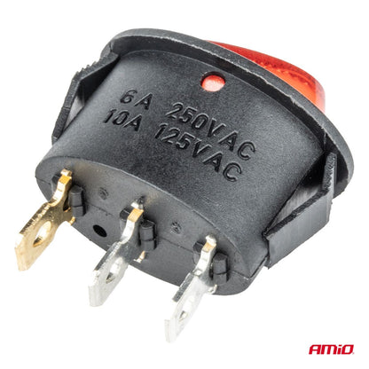 INTERRUPTEUR ELLIPTIQUE 12V/230V (AVEC LUMIERE ROUGE) BU02 AMIO