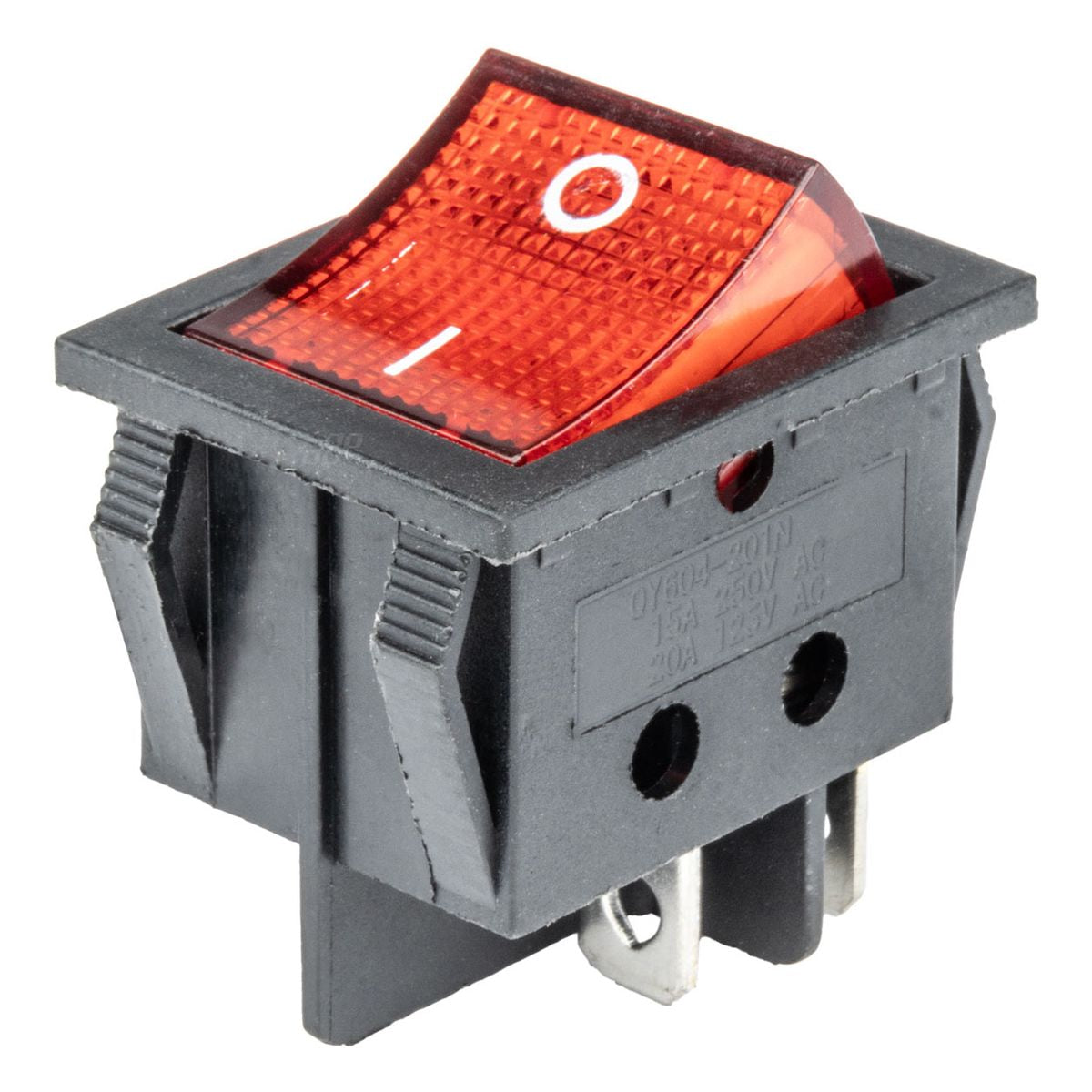 INTERRUPTEUR RECTANGULAIRE 12V/230V (AVEC LUMIERE ROUGE) BU02 AMIO VRAC