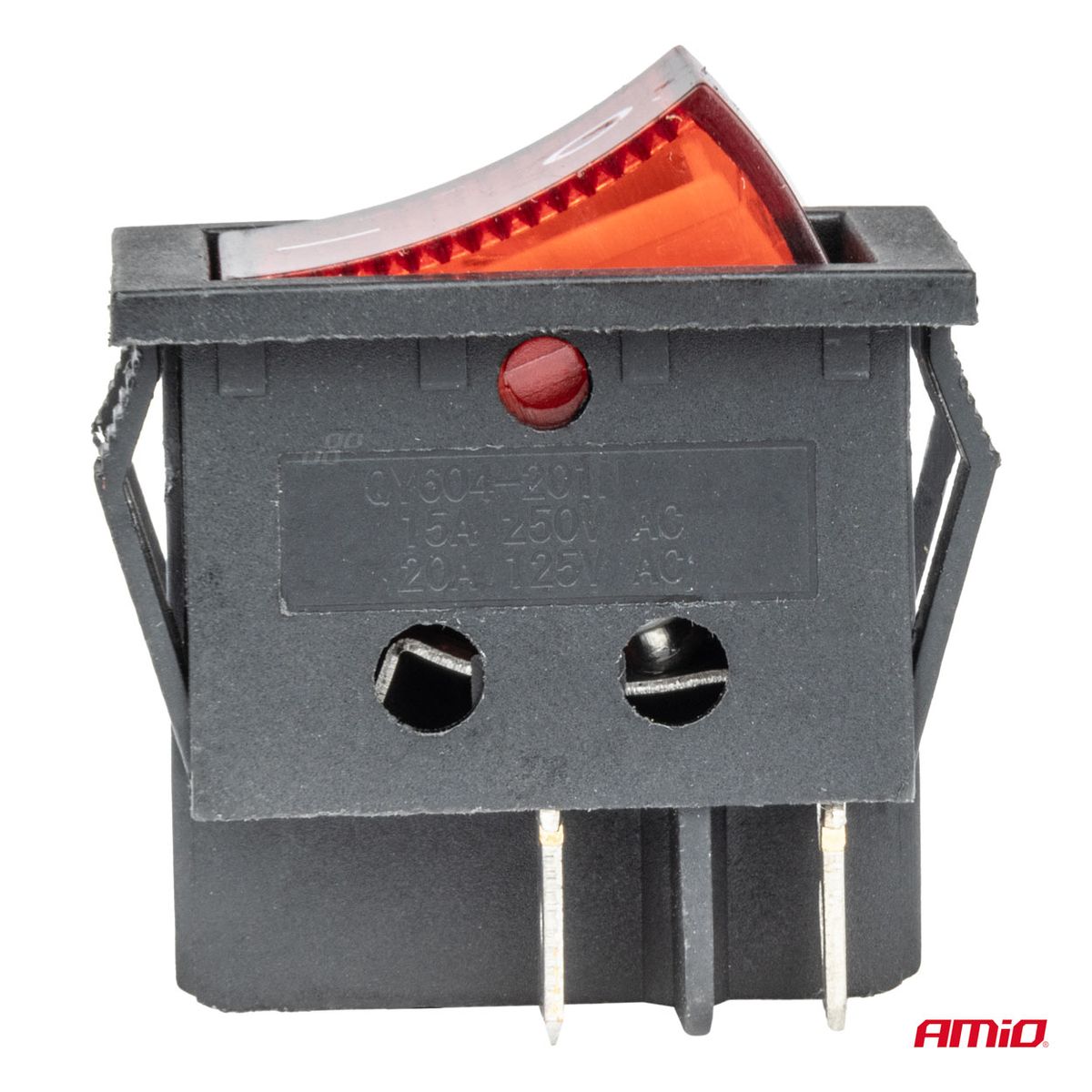 INTERRUPTEUR RECTANGULAIRE 12V/230V (AVEC LUMIERE ROUGE) BU02 AMIO VRAC